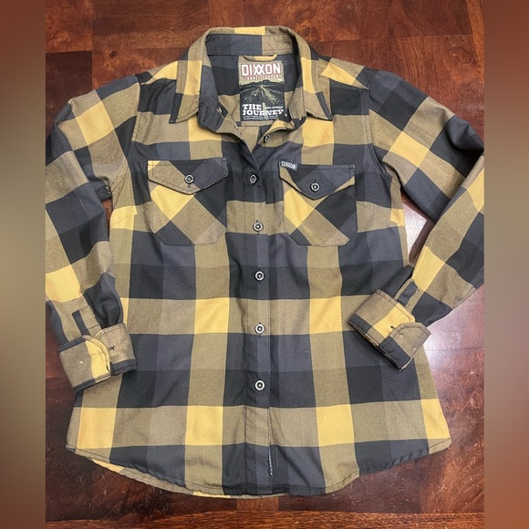 DIXXON Tops - Dixxon Flannel Company The Journey Yellow And Black Plaid Flannel Size Medium